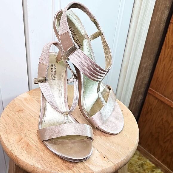 Kenneth Cole Heels Gold Satin Finish Size 10 - Picture 1 of 6